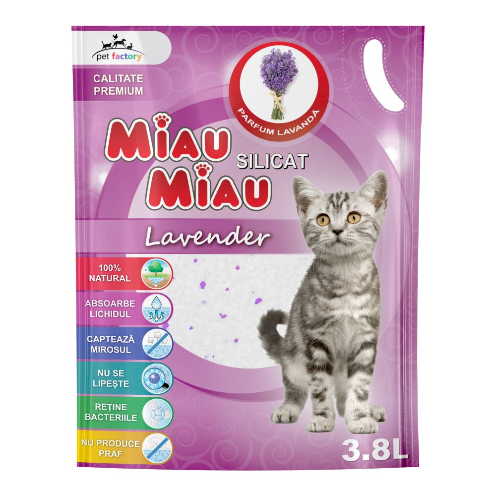 Așternut igienic din silicat cu lavanda, MIAU MIAU, 3.8l