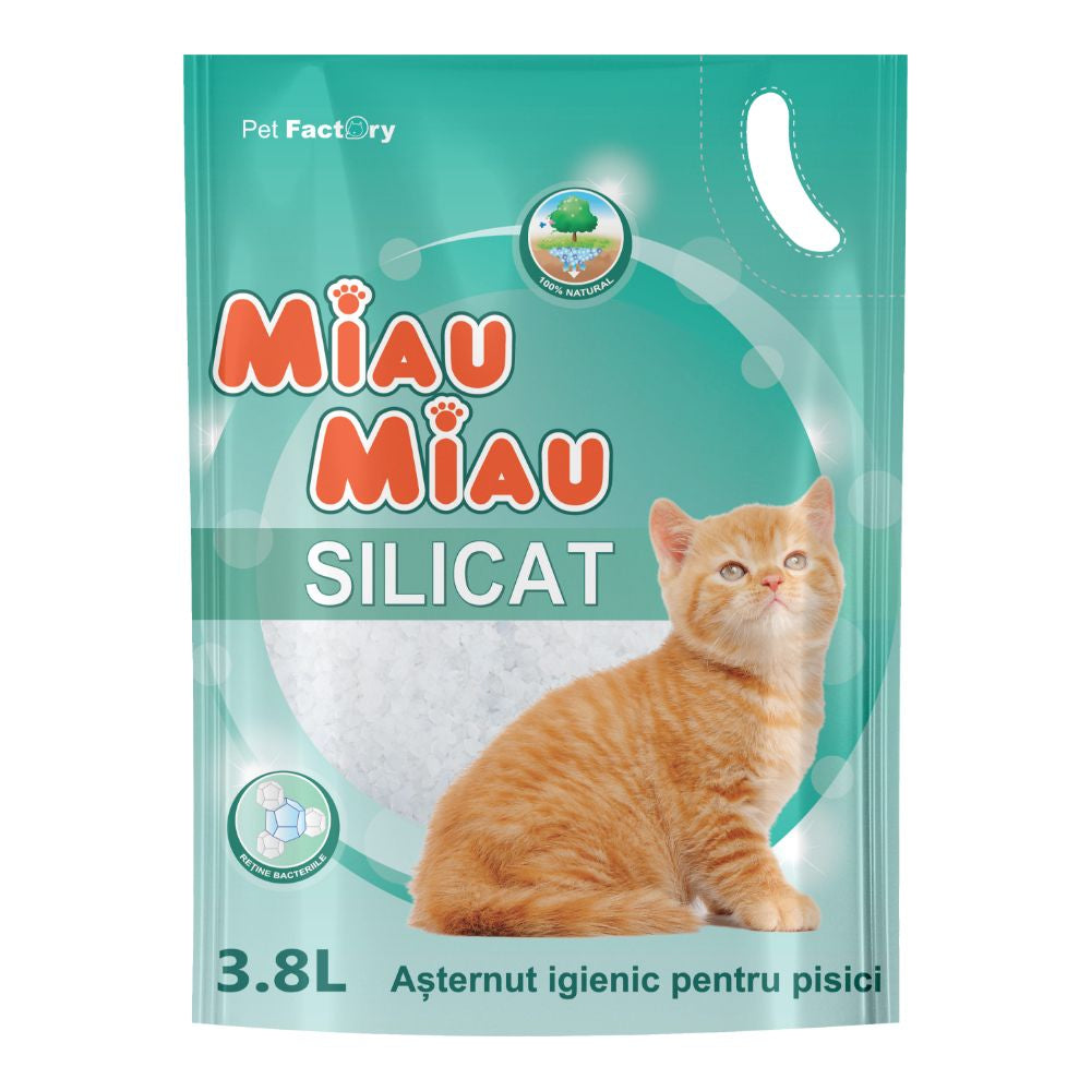 Așternut igienic silicat pentru pisici, MIAU MIAU, clasic, 3.8l
