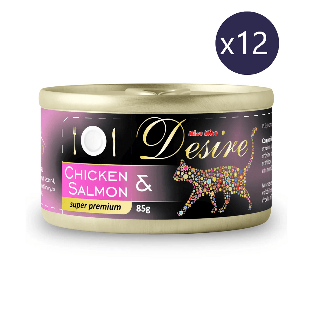 Hrană Umedă Pisici DESIRE | Pui & Somon, 85g, File