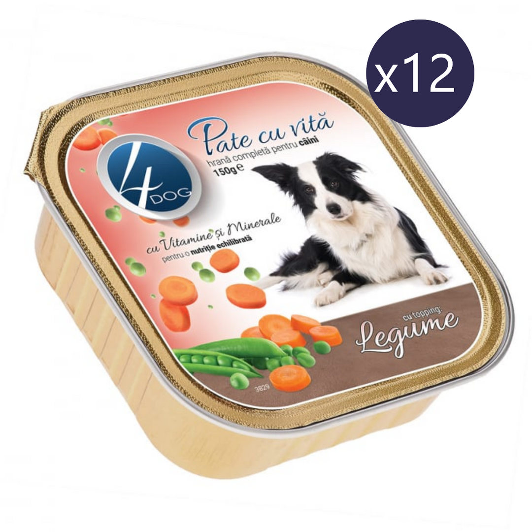 Pate pentru caini 4DOG | Vita si legume, 150g