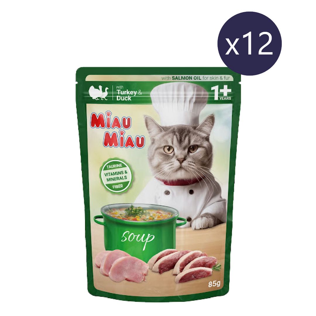 Hrană Umedă Pisici MIAU-MIAU | Supă Curcan și Rață, Plic 85g