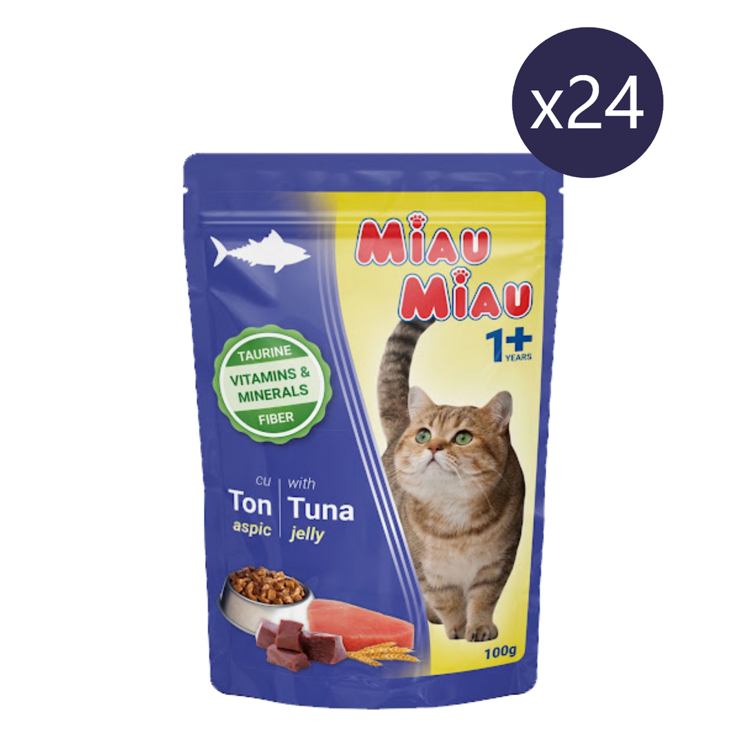 Hrană Umedă Pisici MIAU MIAU | Ton în Aspic, 100g, Plic