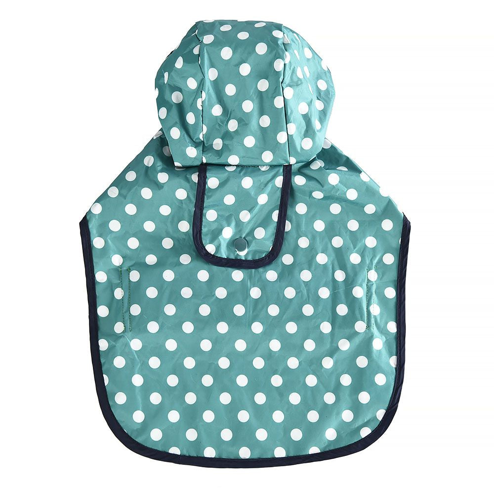 Pelerina de ploaie verde cu buline pentru câini 35 cm 4DOG DELUXE imperbeabila și stilata cu inchidere arici pentru talie medie