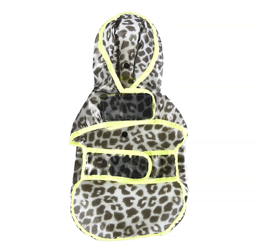 Pelerina de ploaie pentru câini mici, 4DOG DELUXE, 35 cm, imprimeu leopard, impermeabilă și elegantă