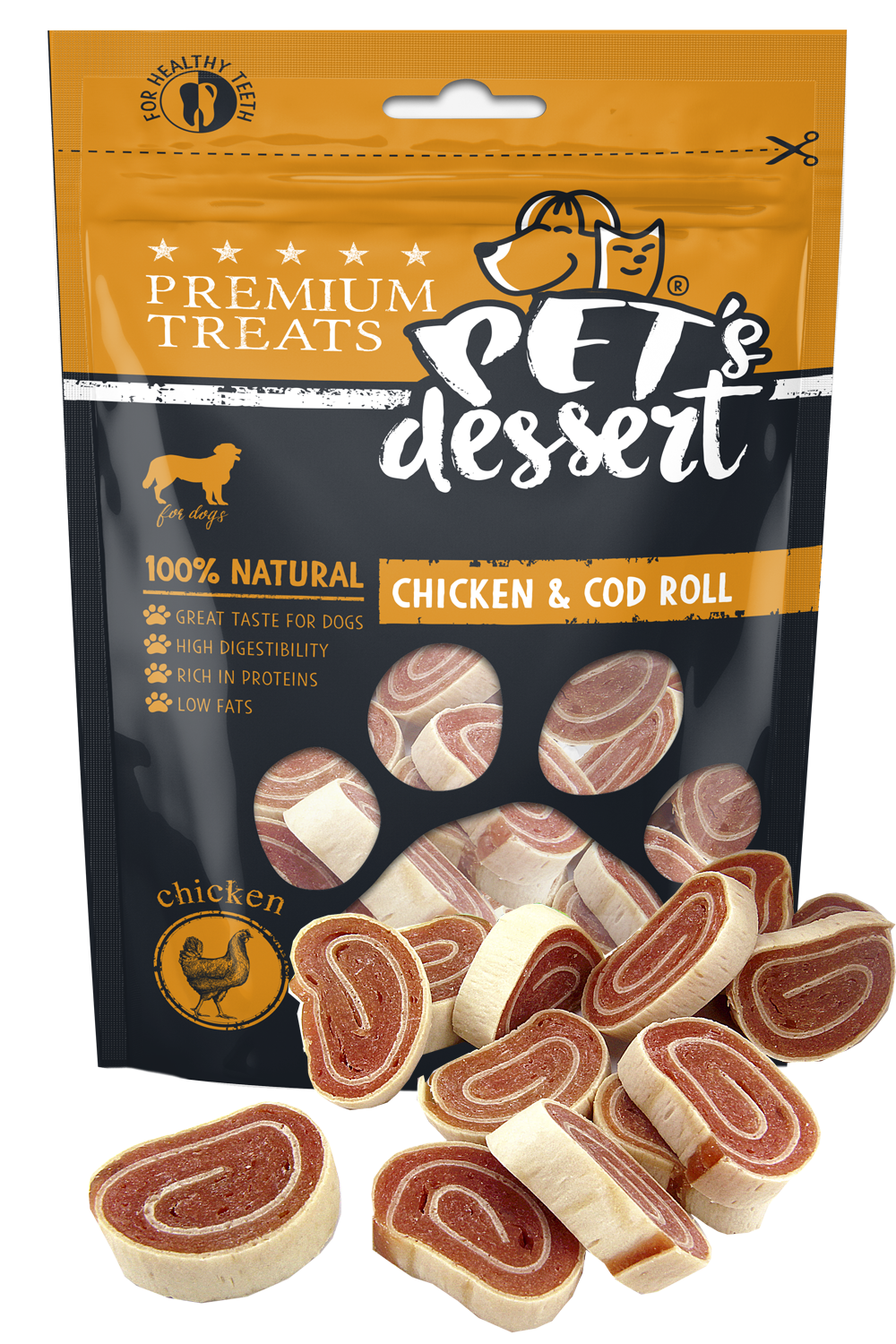 Pet s Dessert Dog ChickenCod Roll 80g LSC-37