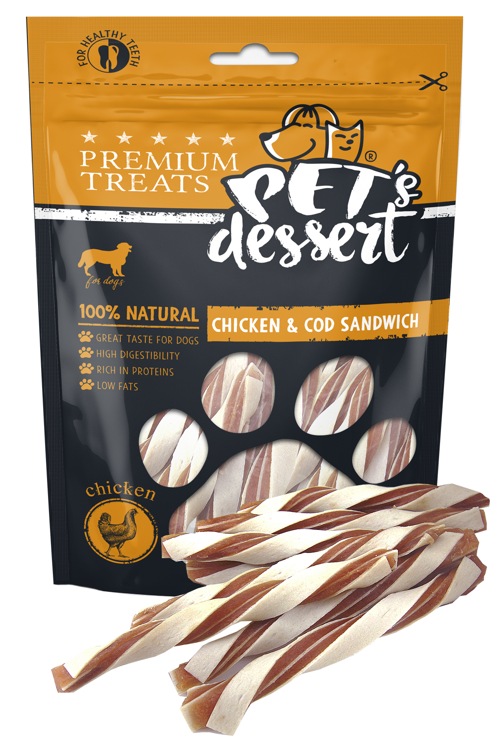 Pet s Dessert Dog ChickenCod Sandwich 80g LSC-42