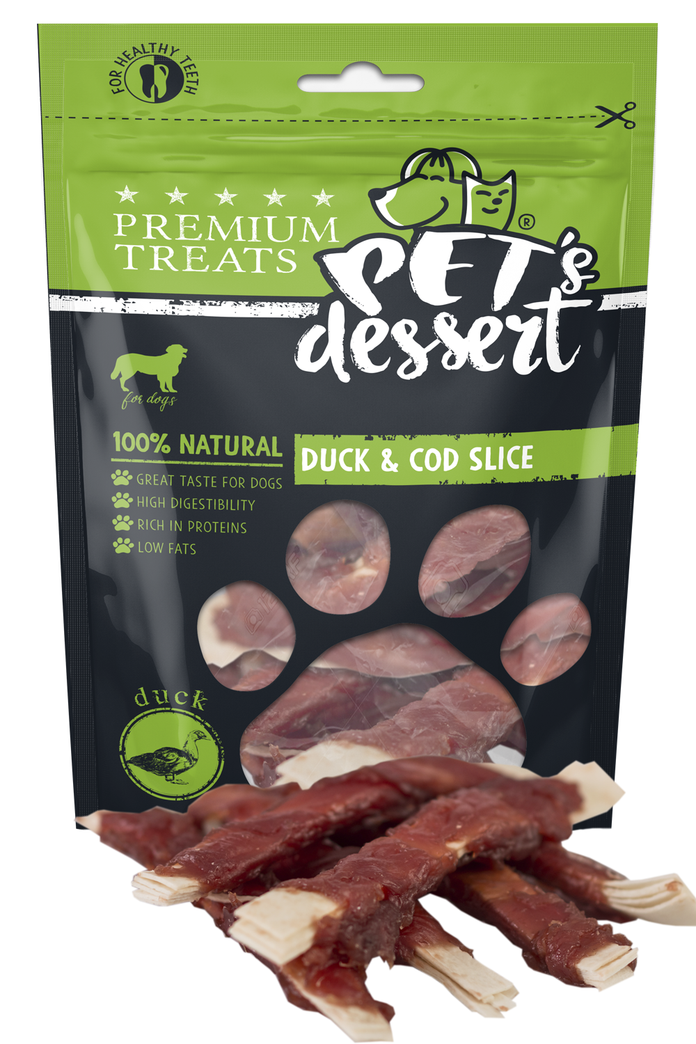 Pet s Dessert Dog DuckCod Slice 80g LSD-12