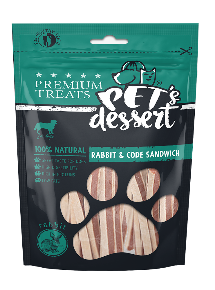 Pet s Dessert Dog Rabbit and Cod Sandwich 80 Gr LSR-08
