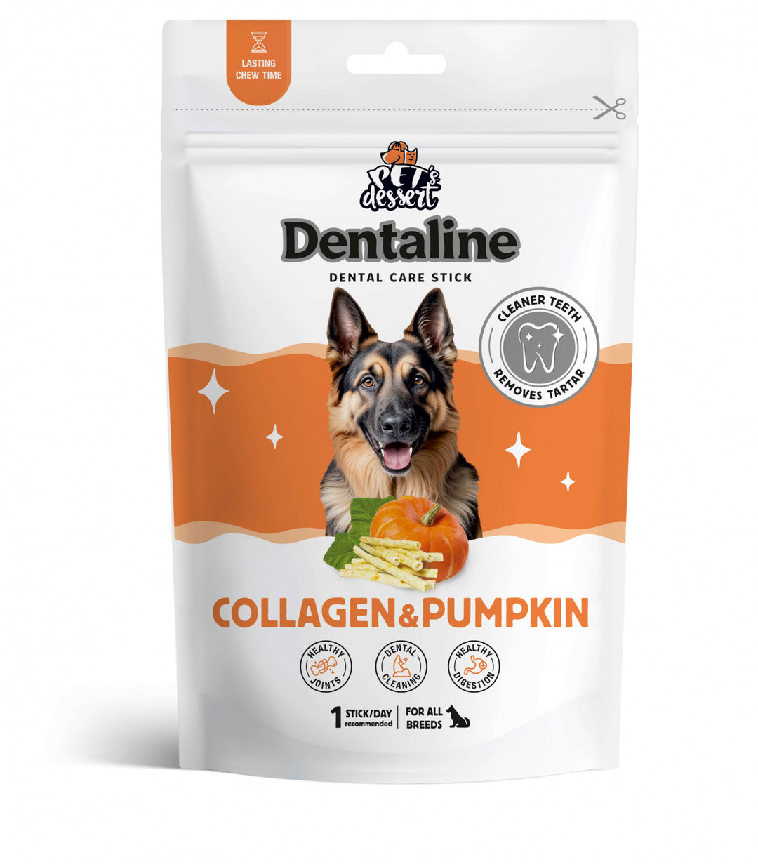 Pet s Dessert Dentaline Sticks pentru Igiena Dentara cu Colagen si Dovleac