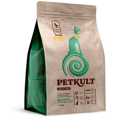 Hrana uscata Petkult Adult Care Balanced Life All-Cat pentru pisici cu Pui 400gr