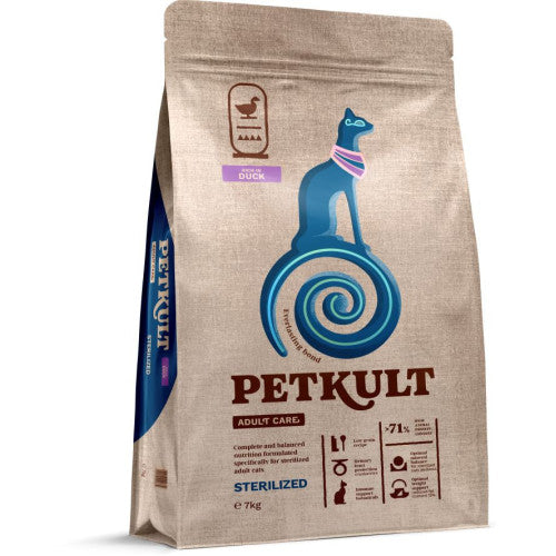 Hrana uscata Petkult Adult Care Sterilized pentru pisici cu continut ridicat de Rata 7kg