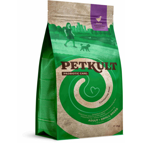 Hrana uscata pentru caini Petkult Probiotics Mini Adult cu rata si orez 2 kg