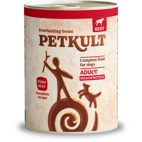 Hrana umeda pentru caini Petkult Sensitive cu vita si orez brun 800 g