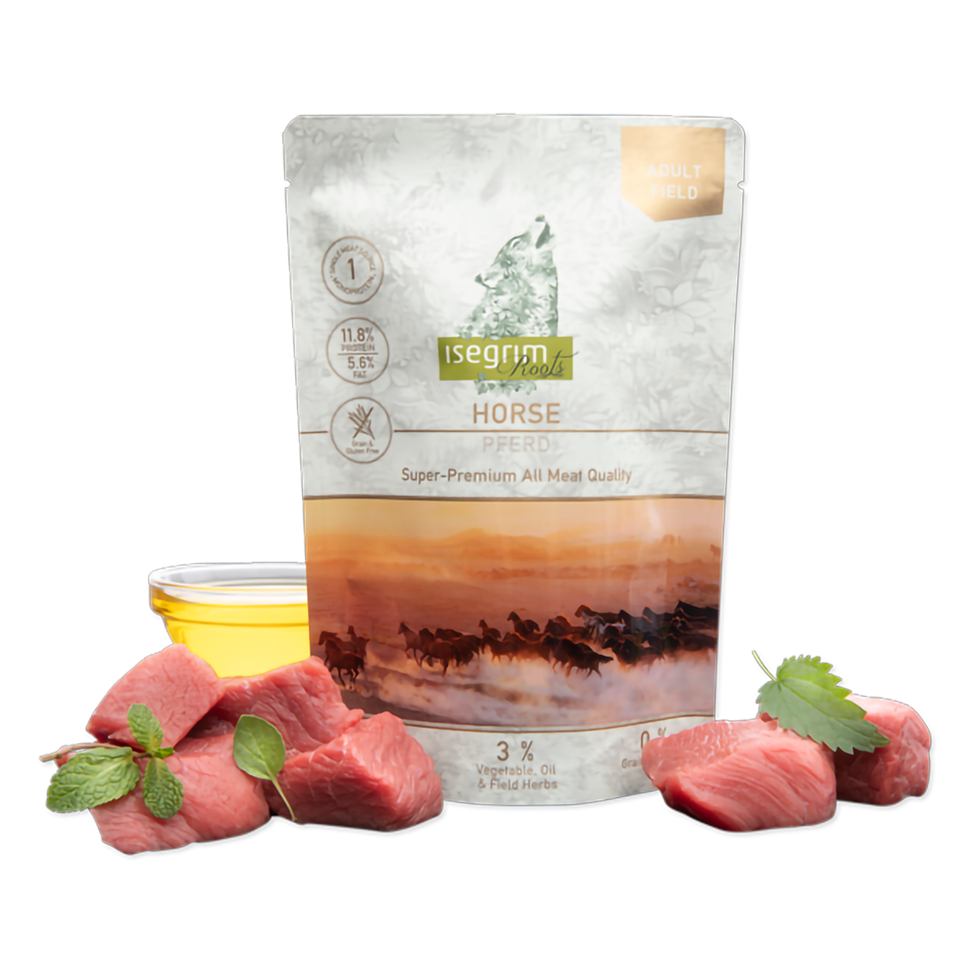 Pouch Isegrim Dog Adult Monoprotein cu Carne de Cal 410 Gr