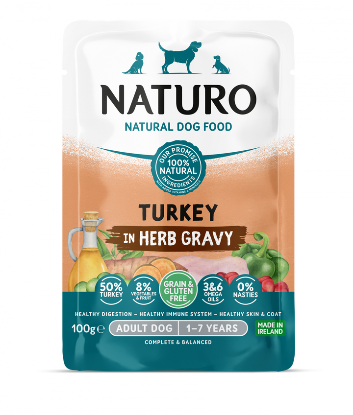 Pouch Naturo Dog Adult GrainGluten Free Curcan in Sos 100 Gr