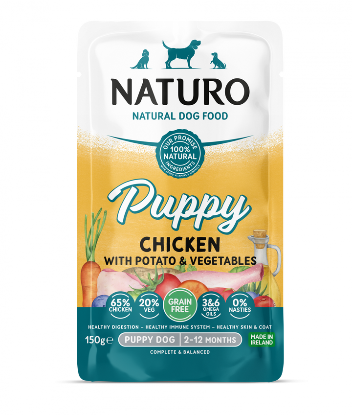 Pouch Naturo Dog Puppy cu Pui 150 Gr