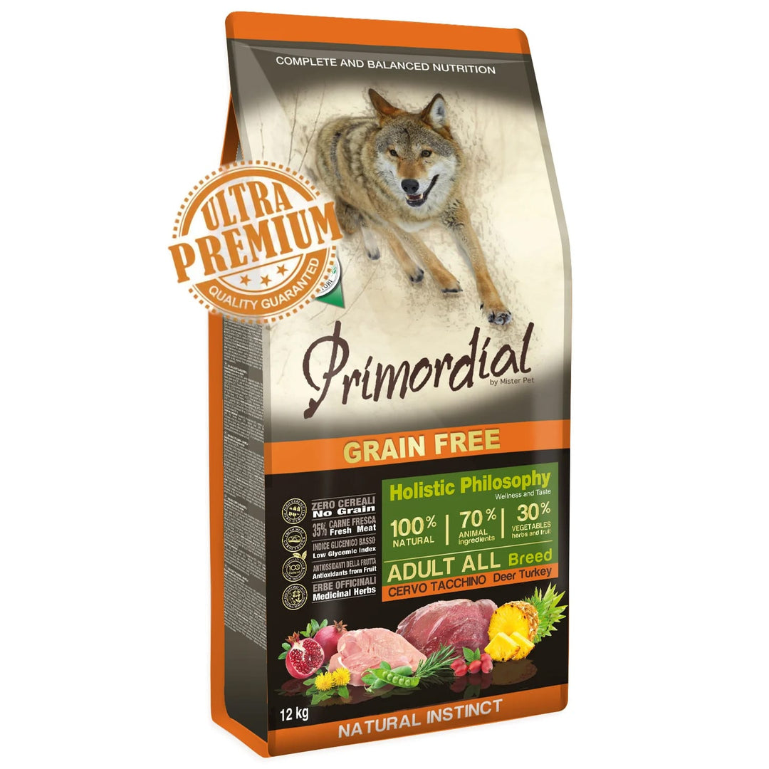Primordial Grain-Free Holistic Dog Adult cu Carne de Caprioara si Curcan