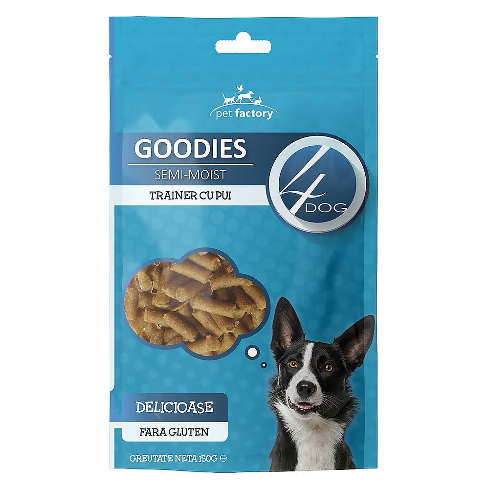 Recompense dresaj câini adulti, 4DOG GOODIES trainer, pui, 150g - hrană complementara cu proteine și nutrienți esentiali