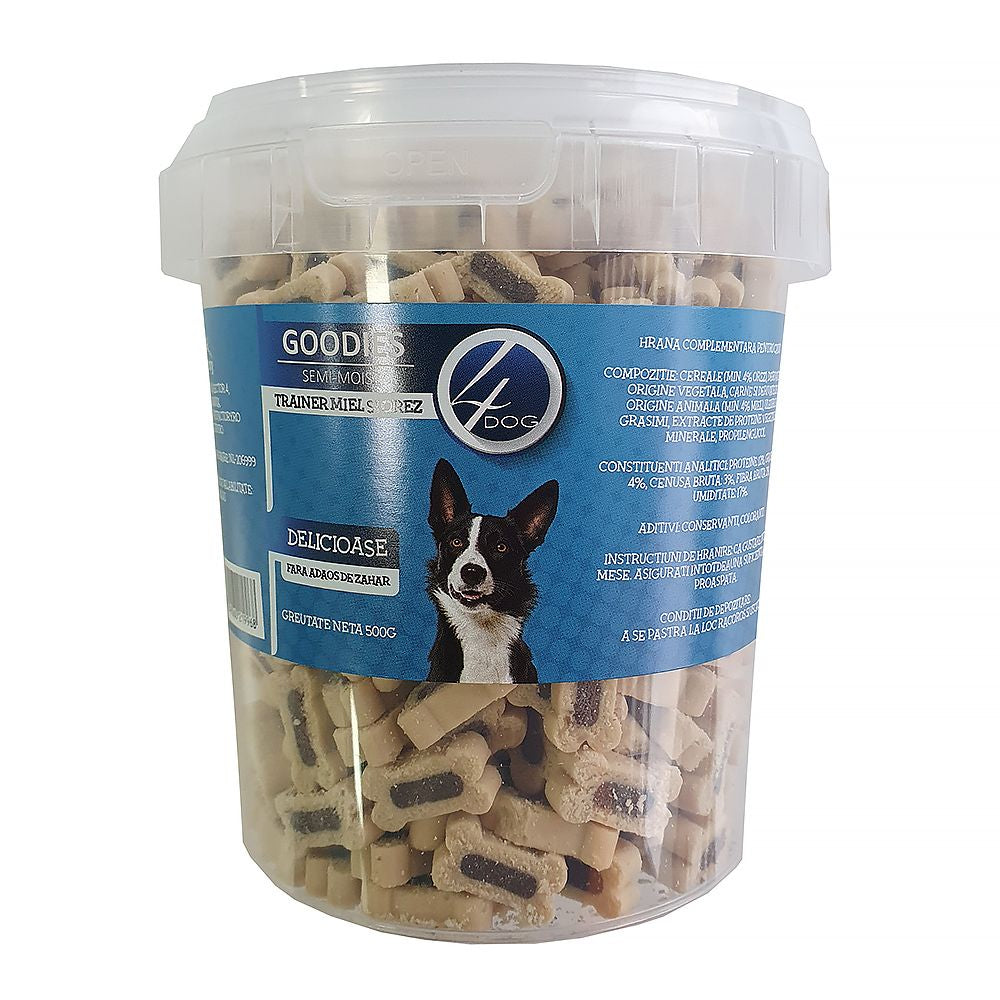 Recompense antrenament câine adult, 4DOG GOODIES, miel și orez, 500g