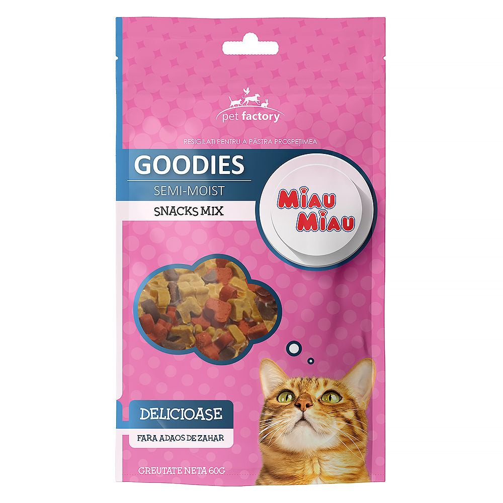Snacks mix pentru pisici, MIAU MIAU GOODIES, 60g