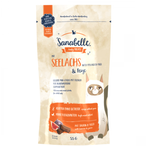Recompense pentru pisici Sanabelle cu peste si smochine 55 g