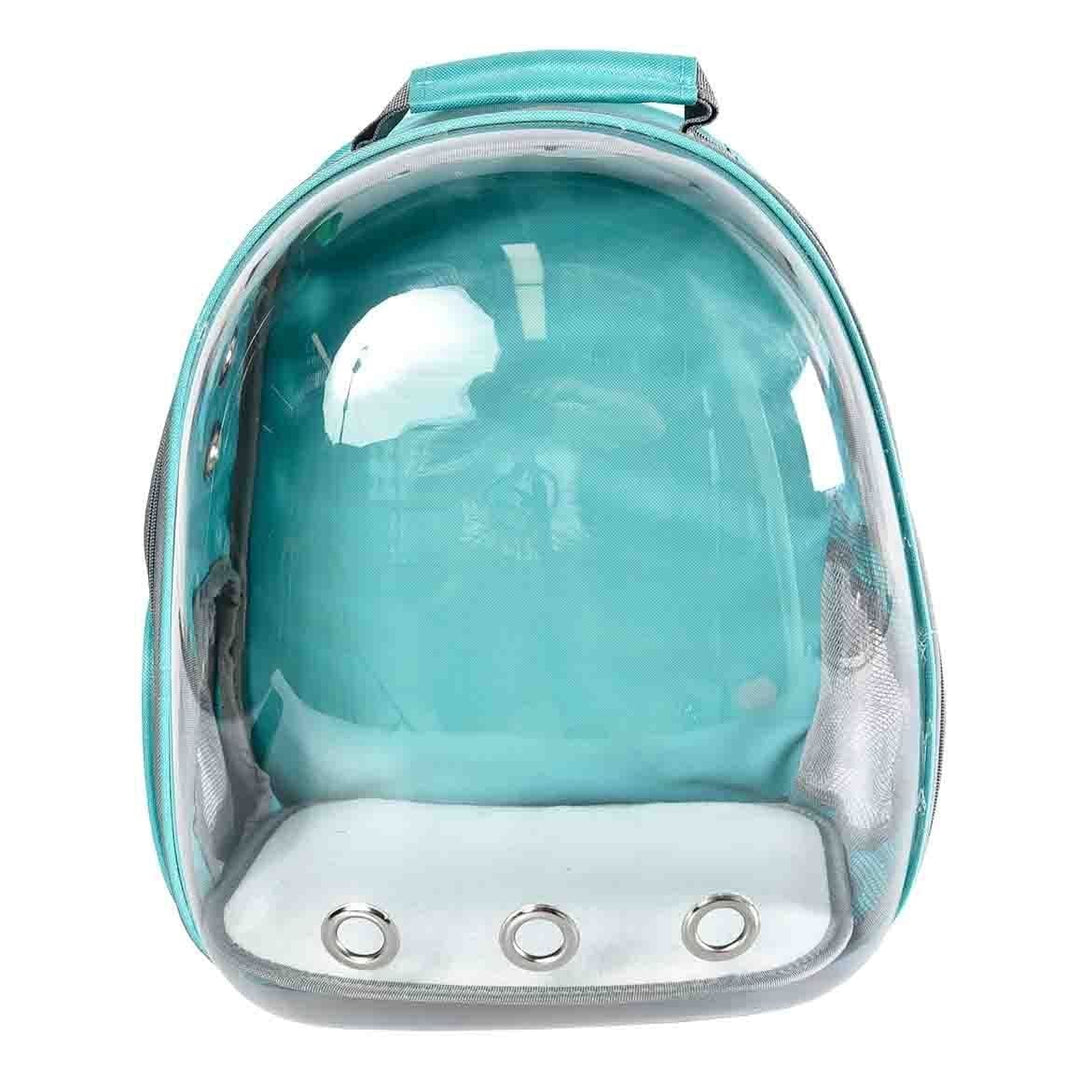 Rucsac transport pentru animale 4DOG DELUXE transparent verde, ventilat, 31x42x28cm