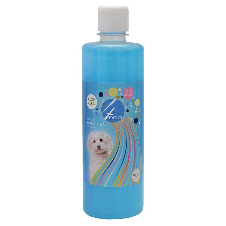 Șampon pentru blana albă, 4DOG, hidratare și strălucire, 500ml