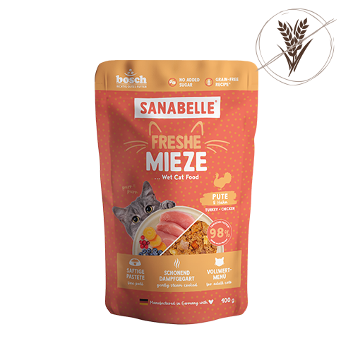 Hrana umeda pentru pisici Sanabelle plic Curcan si Pui 100 gr