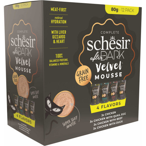 Hrana umeda pentru pisici Schesir After Dark Pachet, mousse 12x80 gr