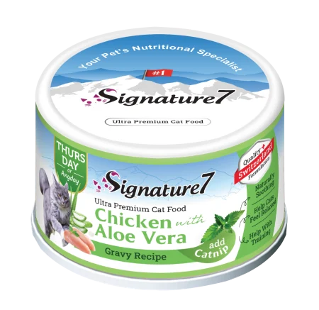 Signature7 Cat Hrana Umeda Reteta cu Pui in Sos de Aloe Vera 70 Gr