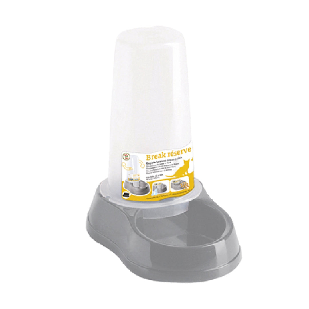 Hrănitor adăpător cu rezerva continua STEFANPLAST break reserve, 0,65l, stone grey, pentru animale de companie