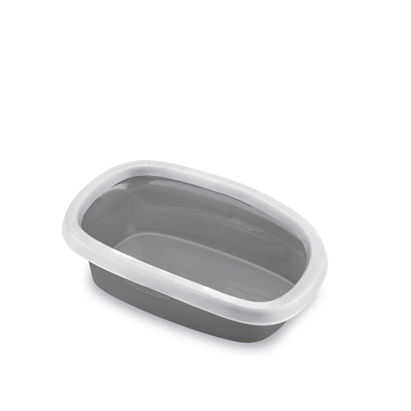 Litieră deschisă pentru pisici sprint 10, STEFANPLAST, alb și gri, 31x43x14 cm, modernă și ușor de curățat.