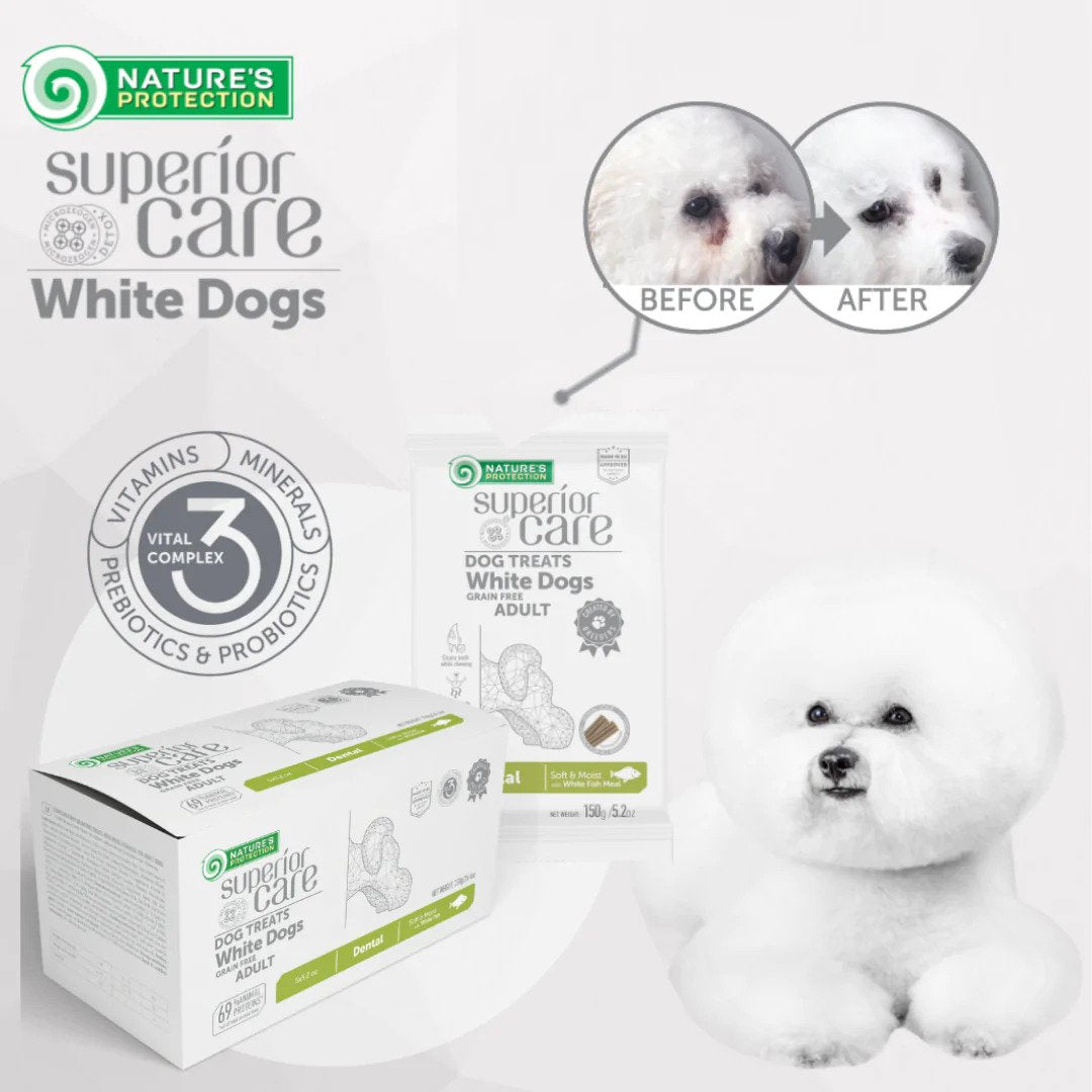 Superior Care White Dogs GF Recompense Hypoallergenic Dental cu Peste Alb 150 Gr