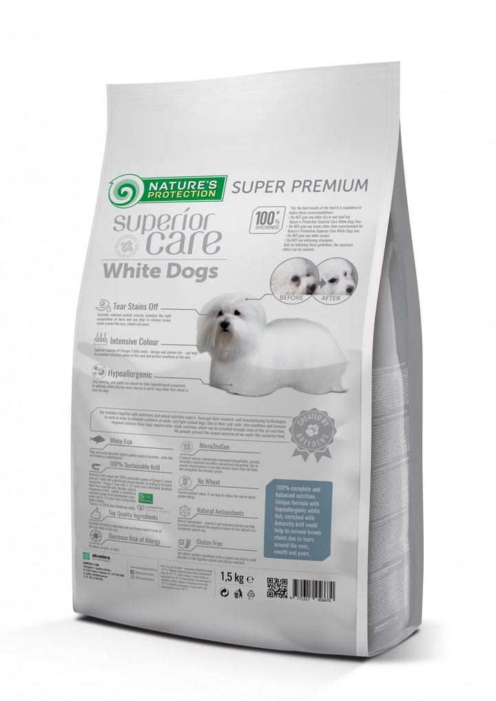 Superior Care White Dogs Grain Free Small Mini Breeds Adult cu Peste Alb 1.5 Kg