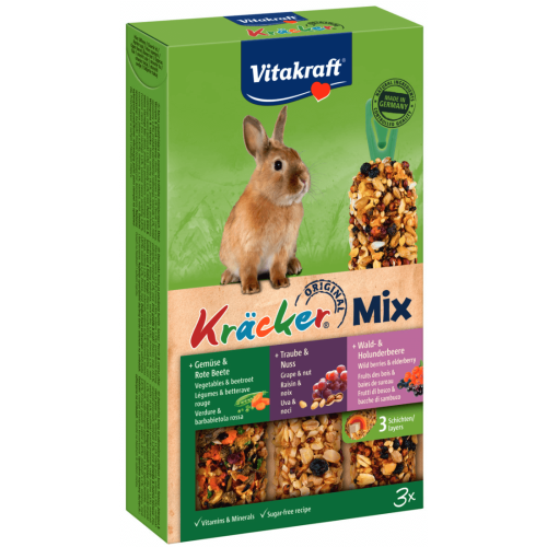 Baton pentru iepuri Vitakraft Kracker Trio Mix 168 g