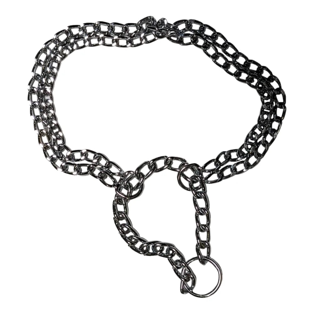 Zgardă lant dublu metalica pentru câini mari 2.0mm 55cm, 4DOG