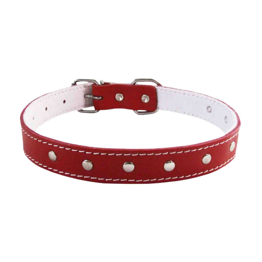 Zgardă pentru câine piele și pasla 4DOG ornamente rosie nr. 0 16mm x 400mm