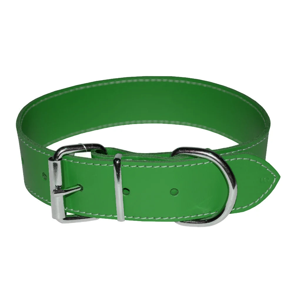 Zgardă din piele pentru câini de talie medie-mare, 4DOG, verde nr. 3, 25x530 mm